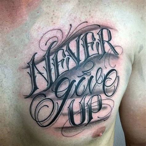 50 Chest Quote Tattoo Designs For Men - Phrase Ink Ideas