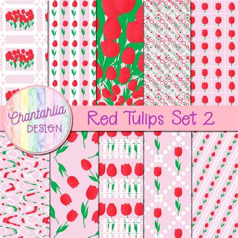 Free Red Tulips Digital Papers