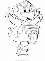 Bj With Drum Coloring Page For Kids  Free Barney & Friends Printable sketch template
