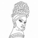 Young African Black Girl In A Colorful turban With Traditional  sketch template