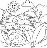 Spring Two Ladybugs Coloring Page For Kids Sunny Colouring Graphic  sketch template