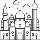 Mosque coloring pages Outline minaret And Dome On White  sketch template