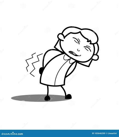 Cartoon Girl Having Pain on Back Stock Illustration - Illustration of ...