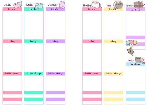 PB and J Studio: Free Printable Planner Inserts | Pusheen Inspired | Week on 2 Pages | A5 and A6