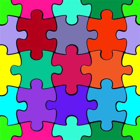 Colorful puzzle seamless pattern background. Jigsaw pieces template. Vector illustration ...