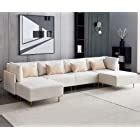 Amazon.com: JACH 105" Convertible Sectional Sofa Couch, Modern Linen ...
