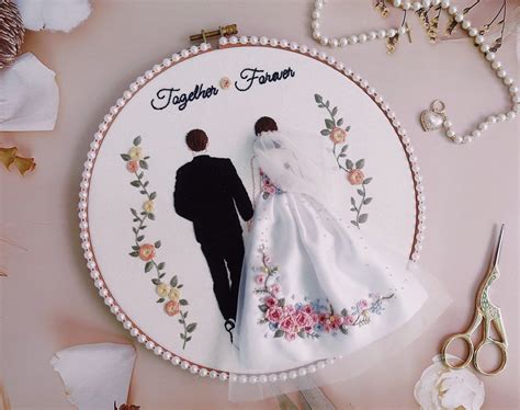 Personalized Wedding Embroidery Kit for Bride and Groom, Anniversary or Wedding Gift ...