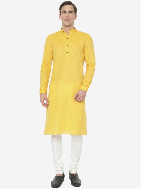 Buy Modi Kurta Men Yellow Solid Straight Kurta - Kurtas for Men ...