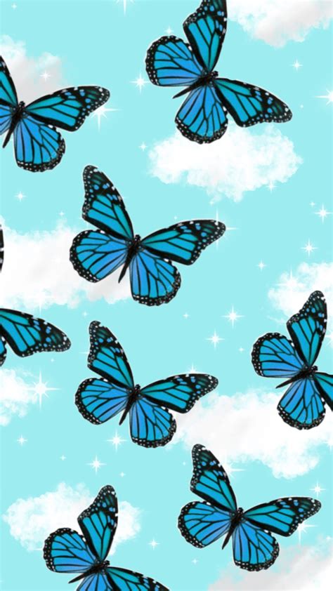 Wallpaper High Quality Wallpaper Aesthetic Tumblr Blue Butterfly Wallpaper Iphone - Download ...