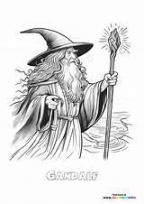 Gandalf With A staff  Coloring Pages For Kids sketch template