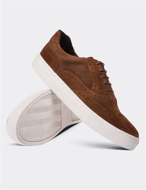 Tan Suede Leather Sneakers - Deery