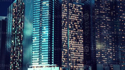 Night architecture of skyscrapers with glass facade 5634586 Stock Photo ...