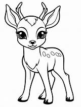 Coloring Page Outline Of Cute deer Little fawn Animal Vector  sketch template