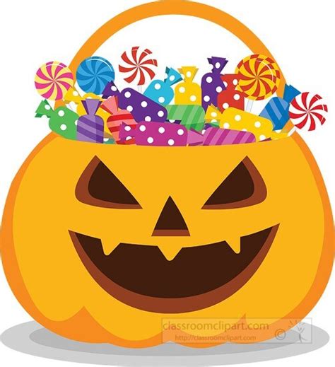 Halloween Clipart-candy in trick or treat pumpkin bag halloween clipart