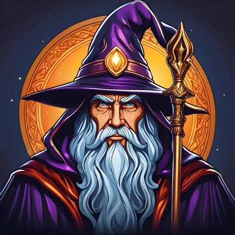Premium AI Image | Illustration of a wizard in a black hat with a long ...