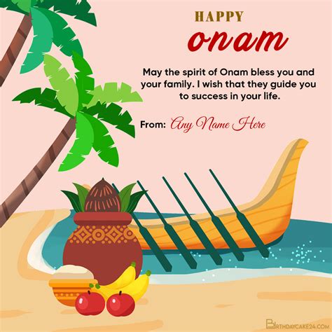 Happy Onam Wishes Card With Name Edit