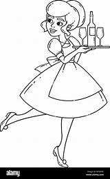 Waiter Waitress Coloring Page Sketch Coloring sketch template