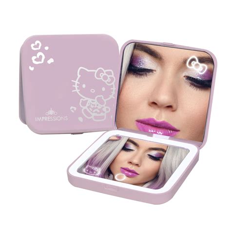 Impressions Vanity Hello Kitty Lighted Compact Makeup Mirror, Portable (Pink) - Walmart.com