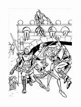 Obi Wan And Qui Gon Jinn Against The Robots  Star Wars Coloring Pages sketch template