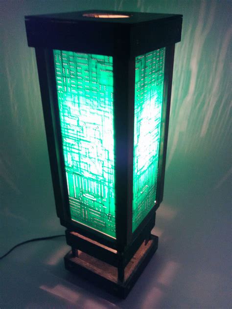Unique Circuit Board and Wood Lamp