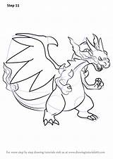 Learn How To Draw Mega Charizard X From Pokemon Step By  sketch template