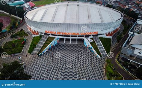 Aerial View. Jakarta International Velodrome Building is a Building for Bicycle Competition ...