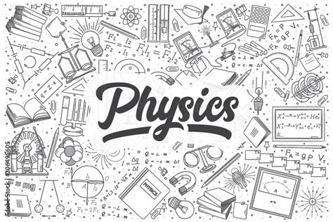 Hand drawn physics vector doodle set. Stock Vector | Adobe Stock