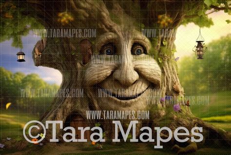 Enchanted Tree with Face - Tree Face in Enchanted Forest - Talking Tree Digital Background ...