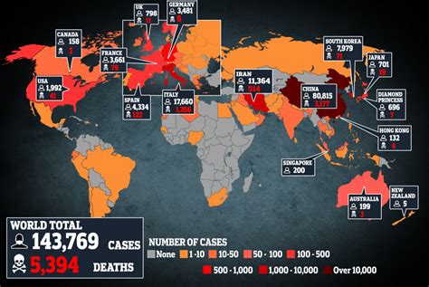 Coronavirus death toll hits 5,000 with map showing world spread | Metro ...