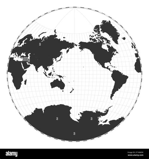 Vector world map. Van der Grinten projection. Plain world geographical map with latitude and ...