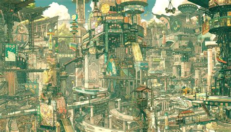 Wallpaper : cityscape, anime, fantasy city, skyscraper, metropolis ...