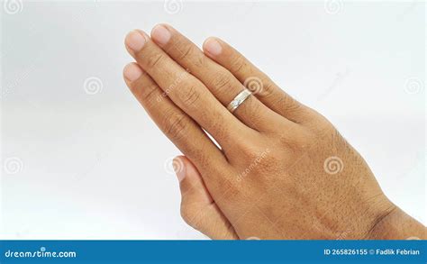 Male Right Hand with a Ring on the Ring Finger Stock Image - Image of ...