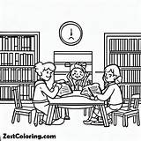 Library Is A Place For Student Study Coloring Pages  Kids sketch template