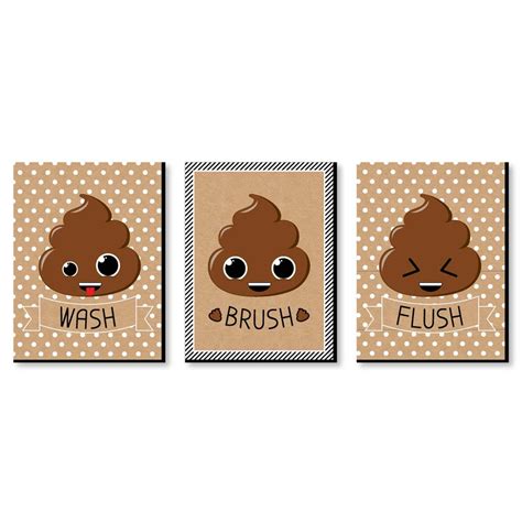 Big Dot of Happiness Poop Emoji - Kids Bathroom Rules Wall Art - 7.5 x ...