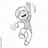 Coloring Page Outline Of A Cartoon Jumping Boy Stock Vector  Adobe sketch template