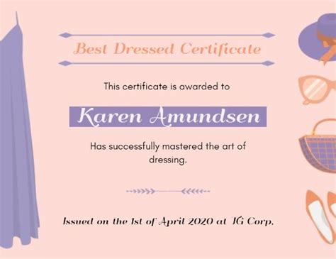 Best Dressed Certificate Template and Ideas for Design | Fotor