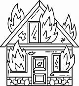 Burning House Isolated Coloring Page For Kids 34329363 Vector Art At  sketch template