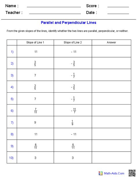 Geometry Worksheets | Lines Worksheets