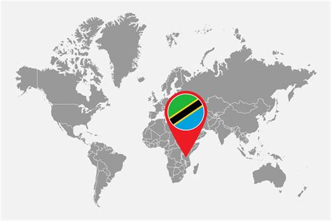 Pin map with Tanzania flag on world map. Vector illustration. 8598340 ...