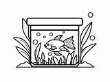 Stunning Fish Tank Coloring  Page sketch template