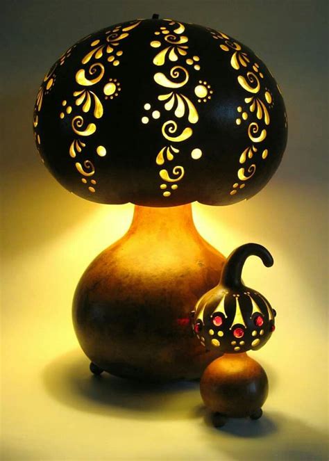Gourdlandia Diy Lighting, Strip Lighting, Diy Light Fixtures, Gourd Lamp, Gourds Crafts, Pumpkin ...
