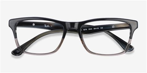 Ray-Ban RB5279 - Rectangle Black & Gray Frame Eyeglasses | Eyebuydirect Canada