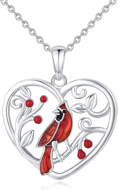 Cardinal Necklace for Women S925 Sterling Silver Cardinal Heart Necklace Cardinals Appear When ...