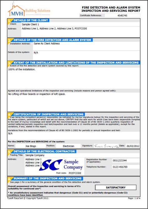 Free Printable Certificate Fire Alarm Certificate Template - Printable Templates