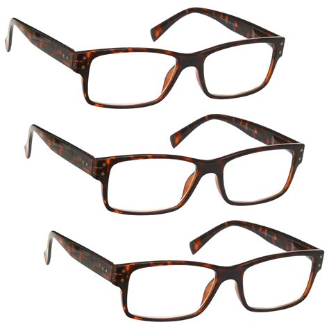 3 Packs Mens Large Designer Style Reading Glasses Spring Hinges UV Reader RRR11 | eBay