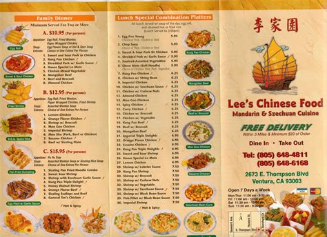 VC Menu: Lee's Chinese Food - Ventura