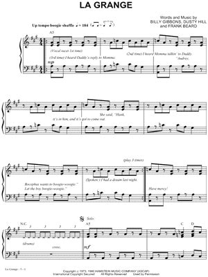 "La Grange" Sheet Music - 8 Arrangements Available Instantly - Musicnotes