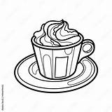 A Cup Of Coffee Whipped cream Dessert Coloring Black And White  sketch template
