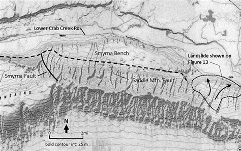 Topographic map of eastern portion of Saddle Mountains. The center of... | Download Scientific ...