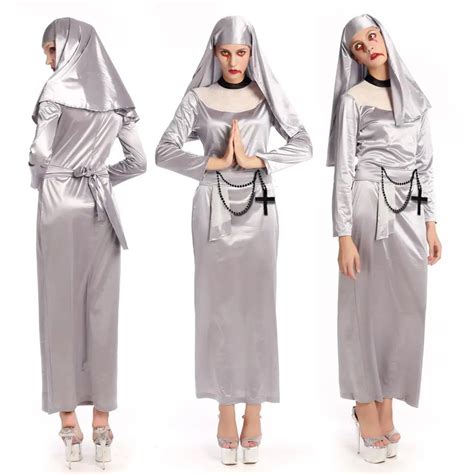 Scary Terror Ghost Nun Costume Halloween Adult Cosplay Dress Fancy Dress SM89251-in Scary ...